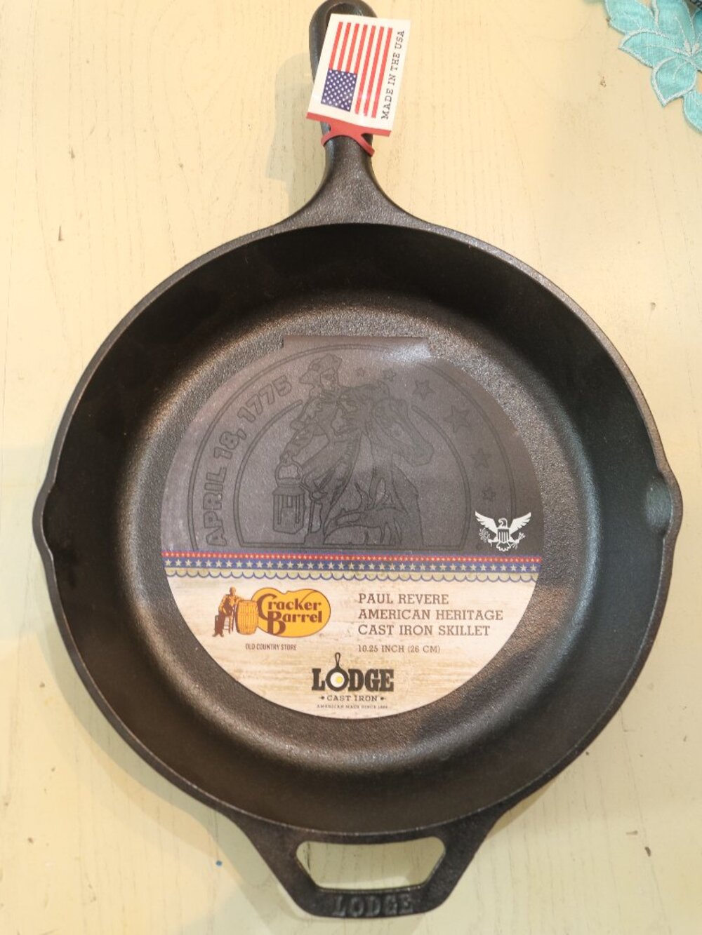 Lodge Cracker Barrel Paul Revere Cast Iron Skillet 10.25” New Tags USA